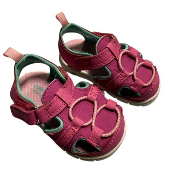 Carters Just One You Baby Sandals Pink Summer Shoes Sz 4 - Picture 1 of 6